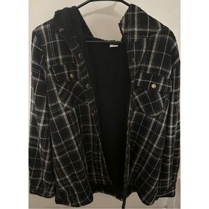 Plaid Sherpa-Lined Jacket